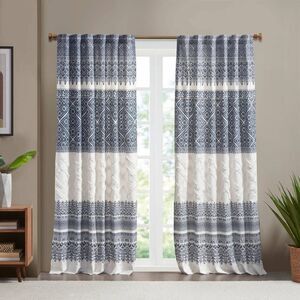Ink+Ivy - 84"x50" Mila Cotton Printed Room Darkening Window  Blue